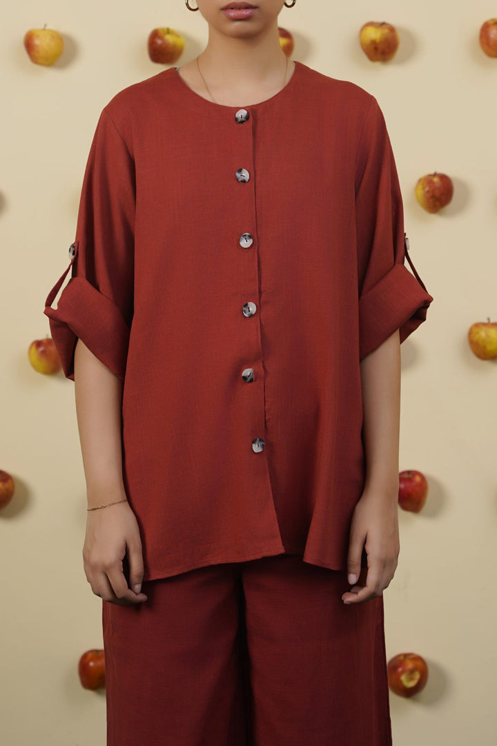 RUST LINEN BLOUSE