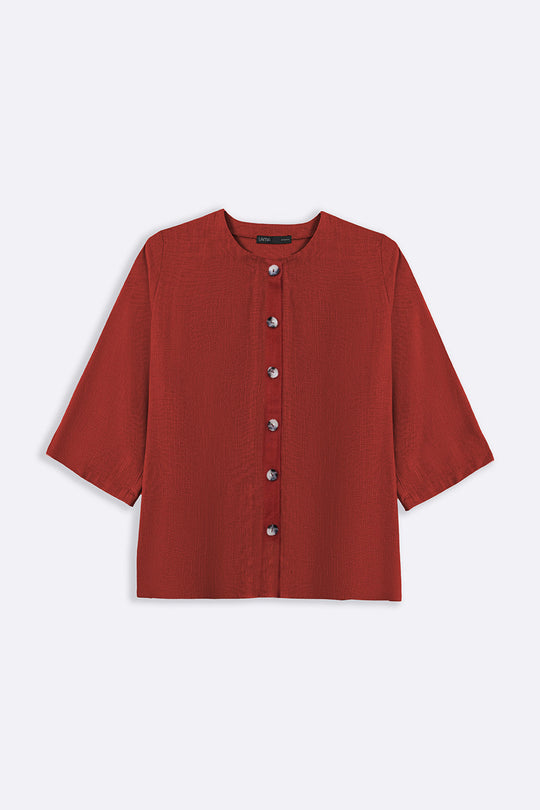 RUST LINEN BLOUSE