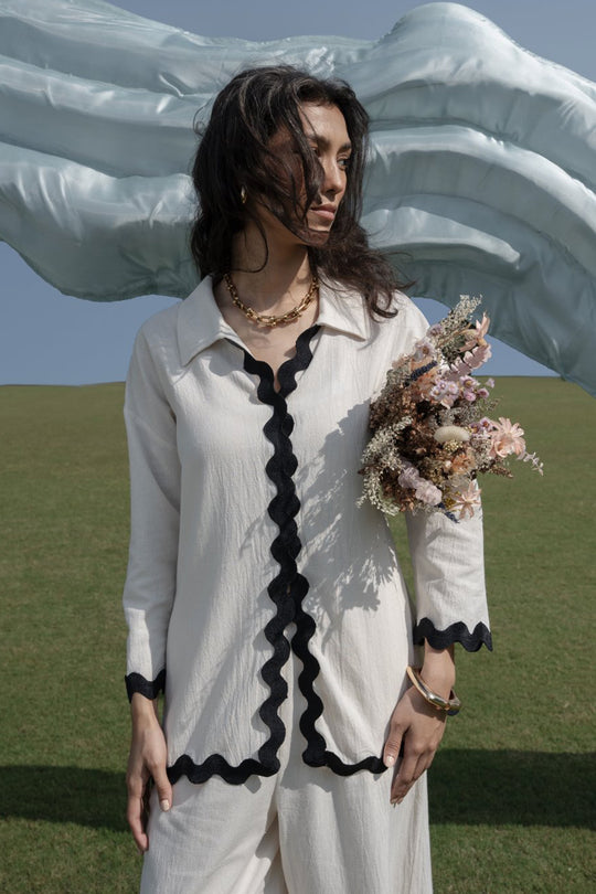 OFF WHITE RIC RAC COTTON SHIRT
