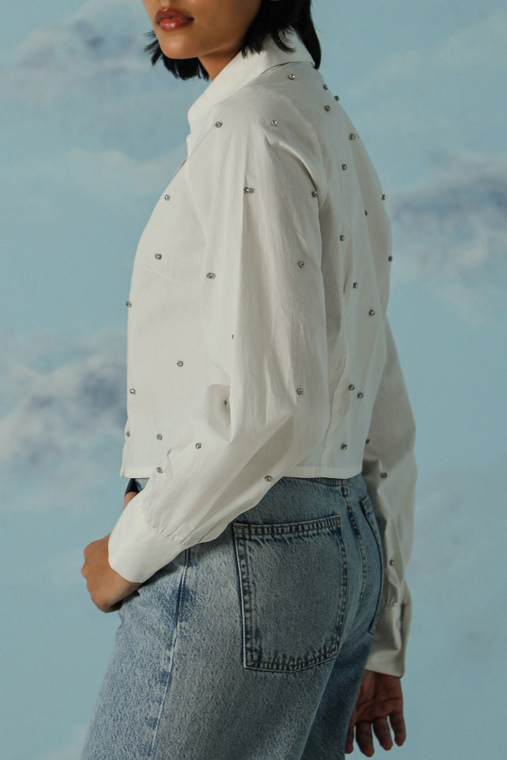 WHITE BOXY DATE NIGHT SHIRT