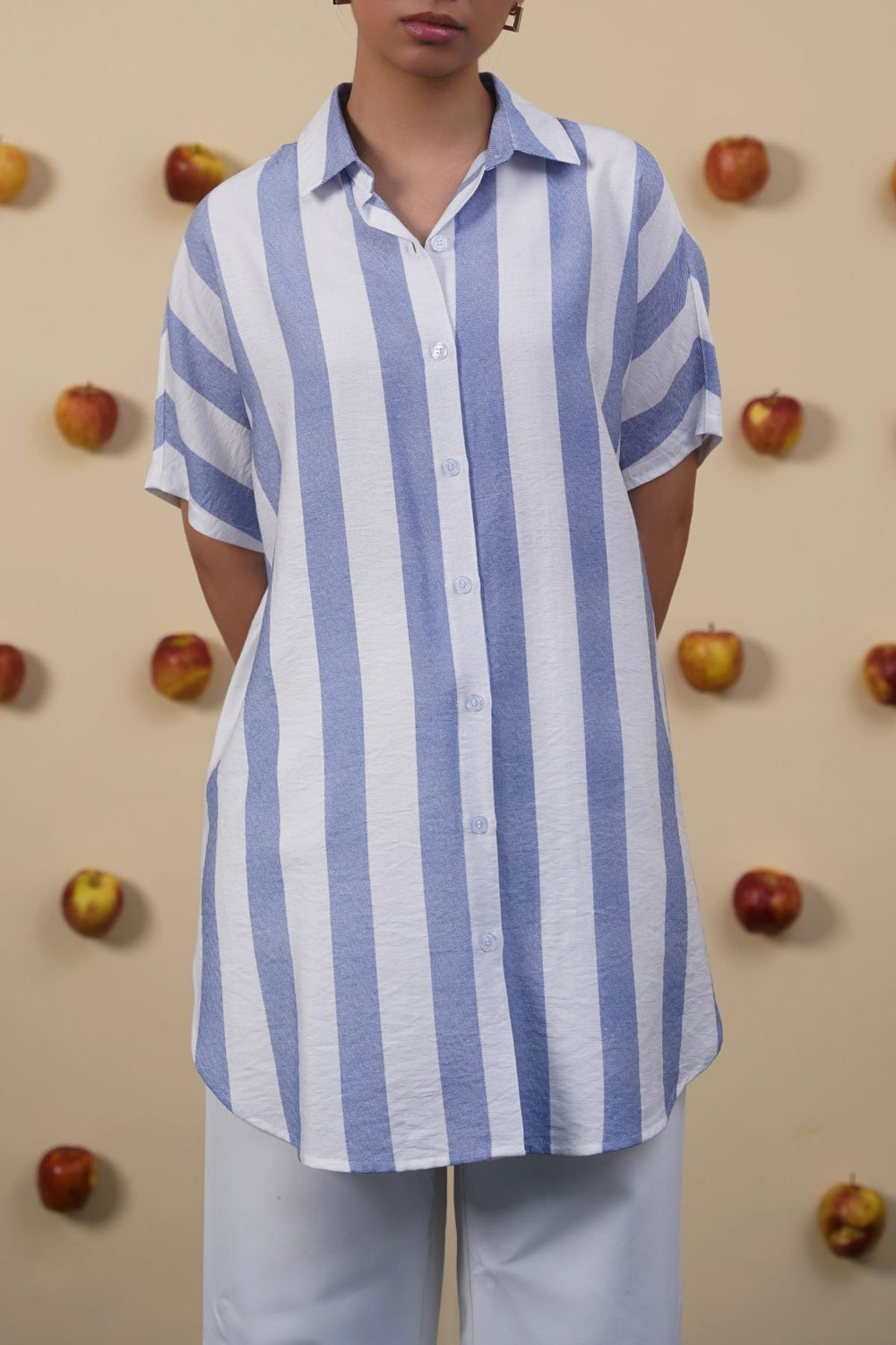 BLUE STRIPED HOLIDAY TUNIC