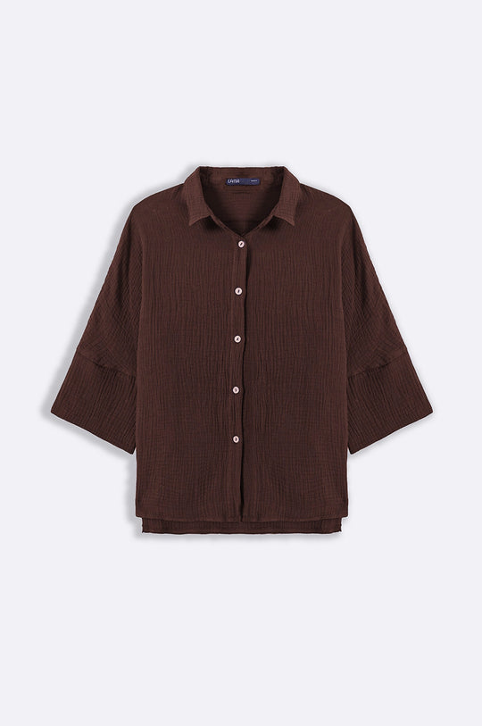 BROWN EVERYDAY MUSLIN SHIRT