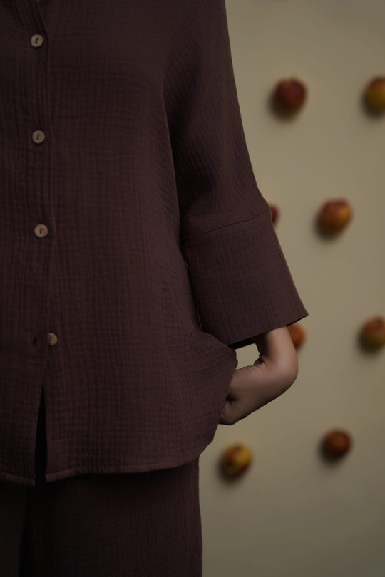 BROWN EVERYDAY MUSLIN SHIRT