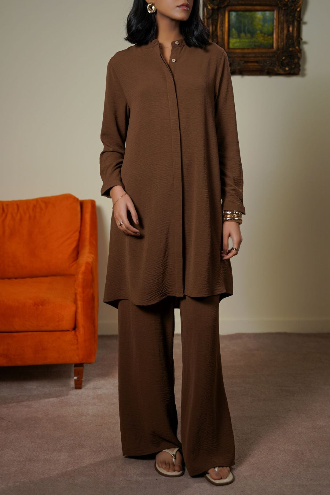 BROWN SLINKY LONG TUNIC