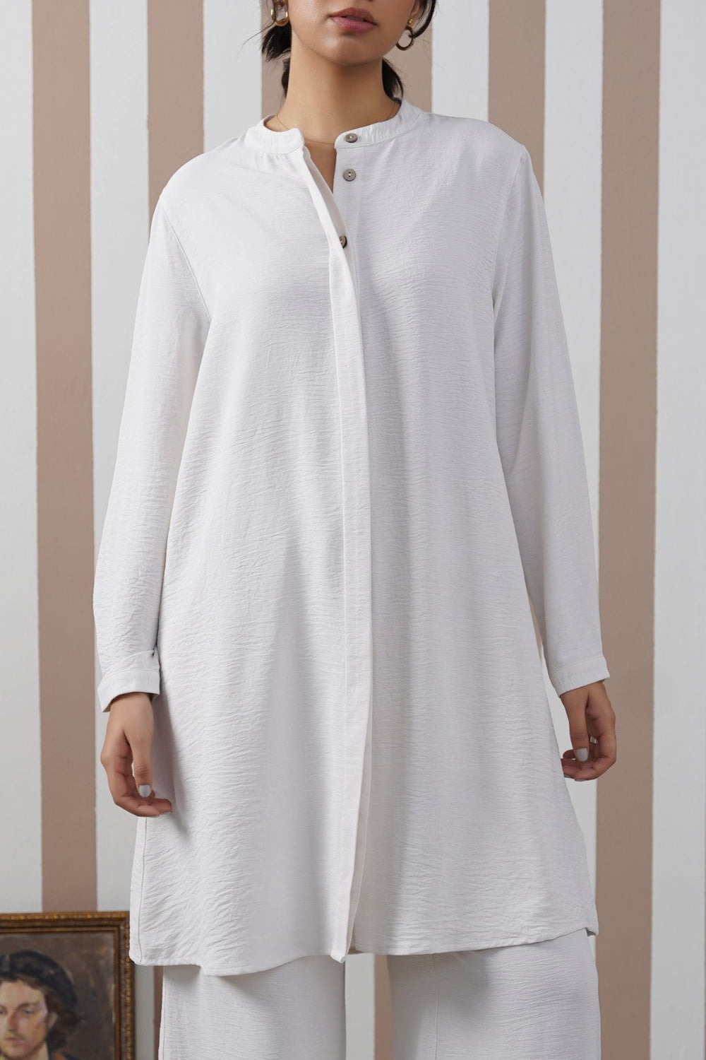 CREAM SLINKY LONG TUNIC