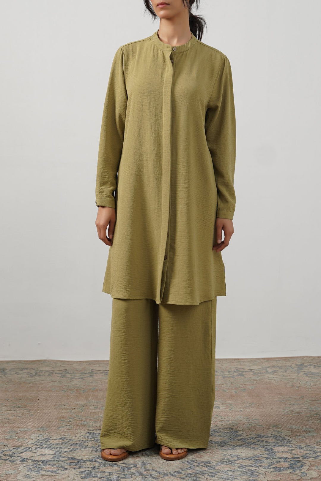 GREEN SLINKY LONG TUNIC