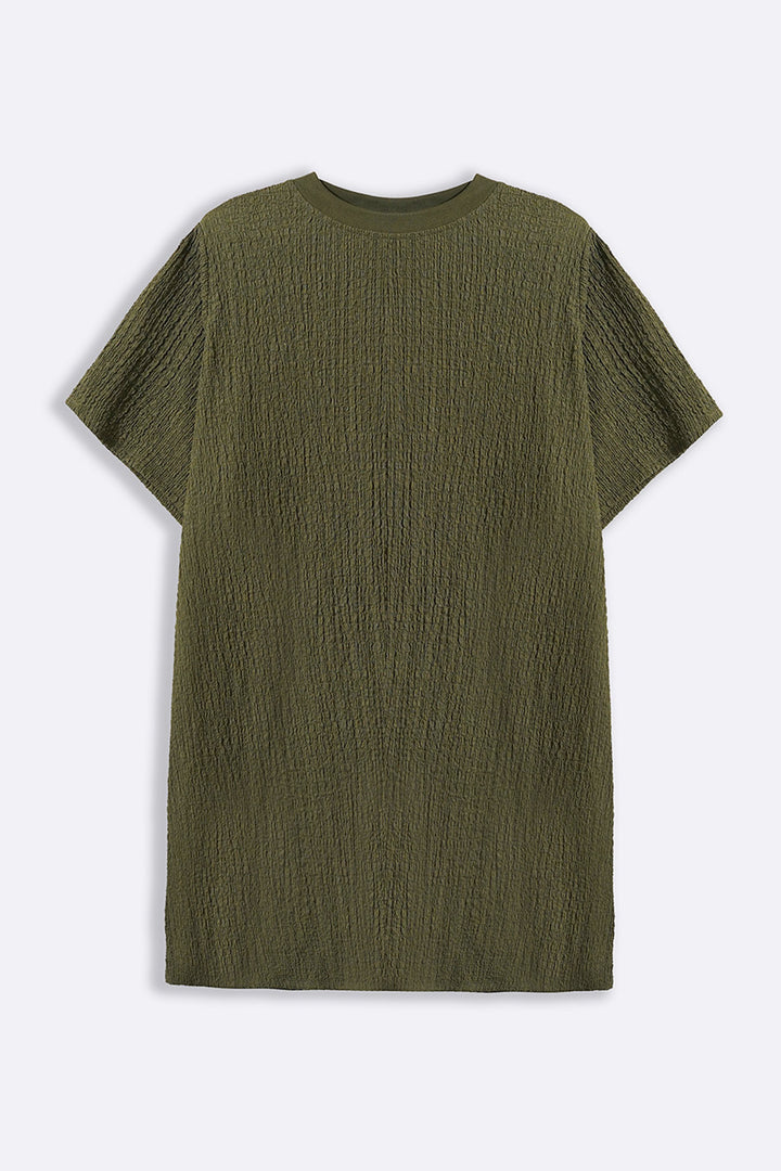 GREEN TEXTURED T-SHIRT TUNIC
