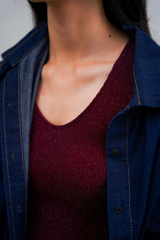 WINE SHIMMER TANK TOP