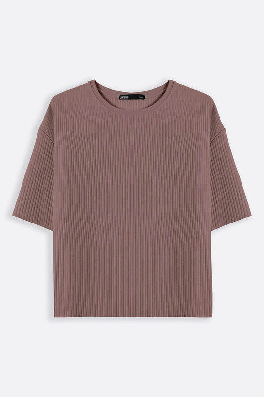 BROWN LINEA STRETCHY TEE
