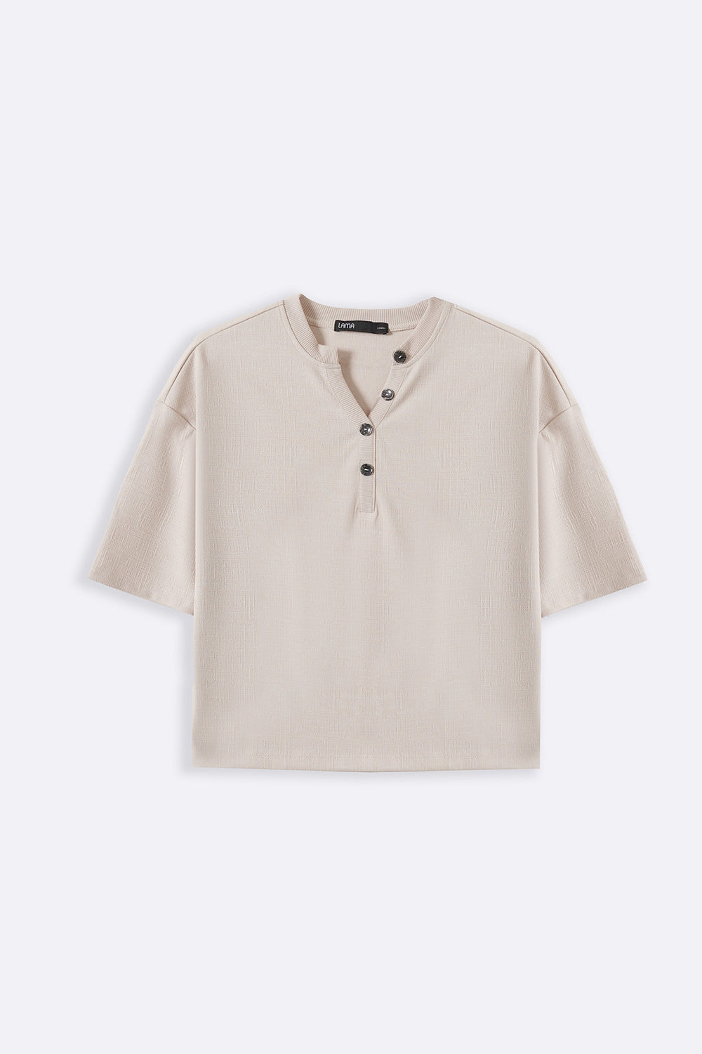 IVORY STRETCHY HENLEY TOP