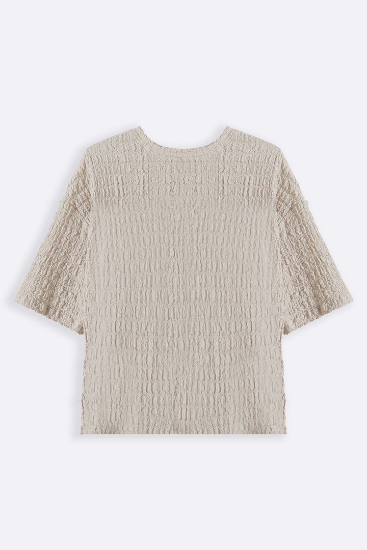 BEIGE BUBBLE CRINKLE TEE