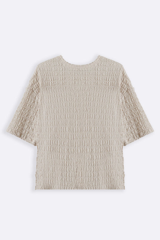 BEIGE BUBBLE CRINKLE TEE