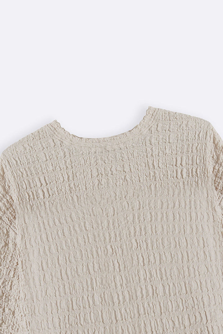 BEIGE BUBBLE CRINKLE TEE