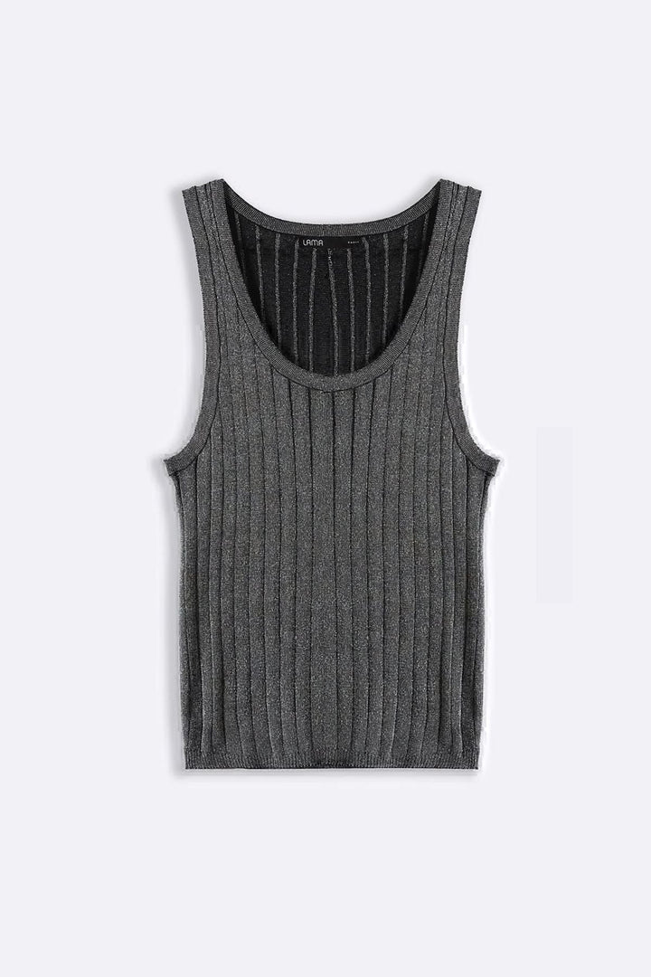 BLACK 70'S METALLIC TANK TOP