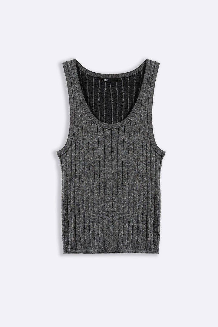 BLACK 70'S METALLIC TANK TOP
