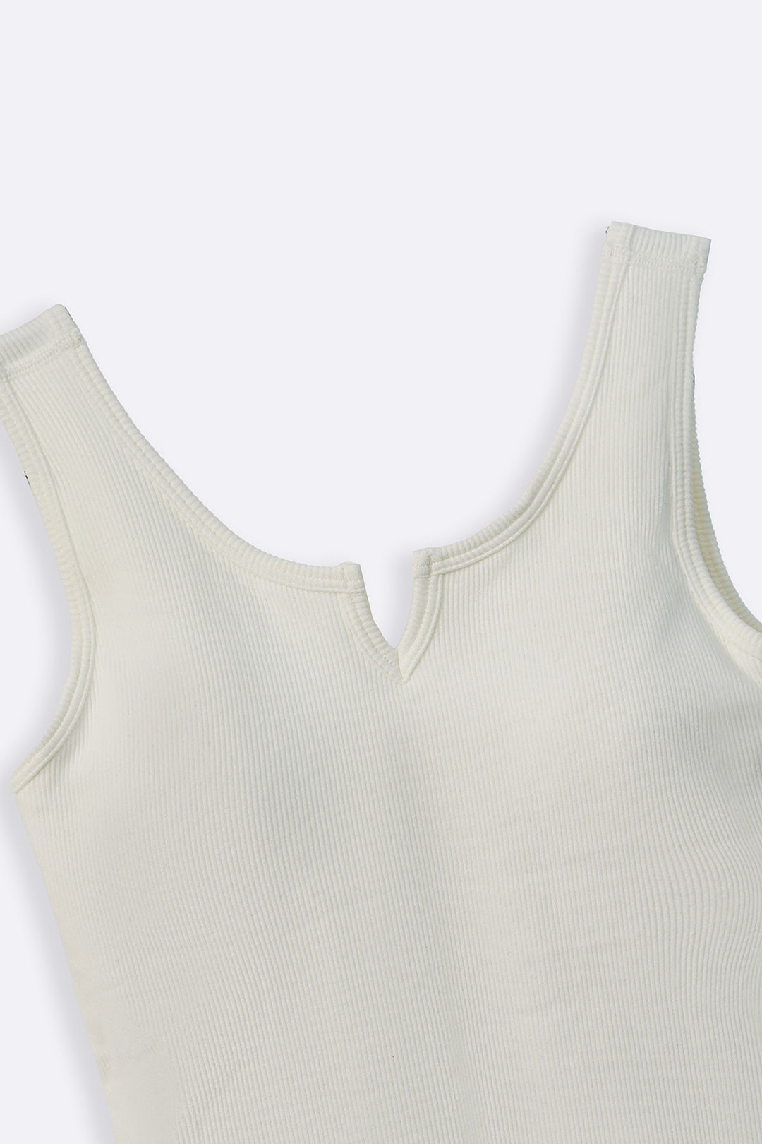 WHITE RIBBED BRA TANK