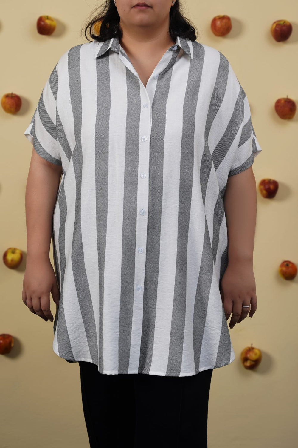 BLACK CURVE STRIPED HOLIDAY TUNIC