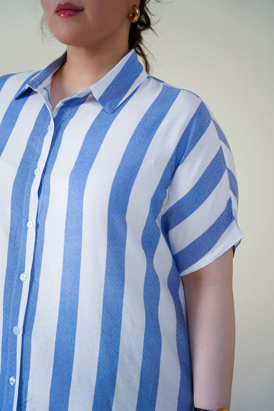 BLUE CURVE STRIPED HOLIDAY TUNIC