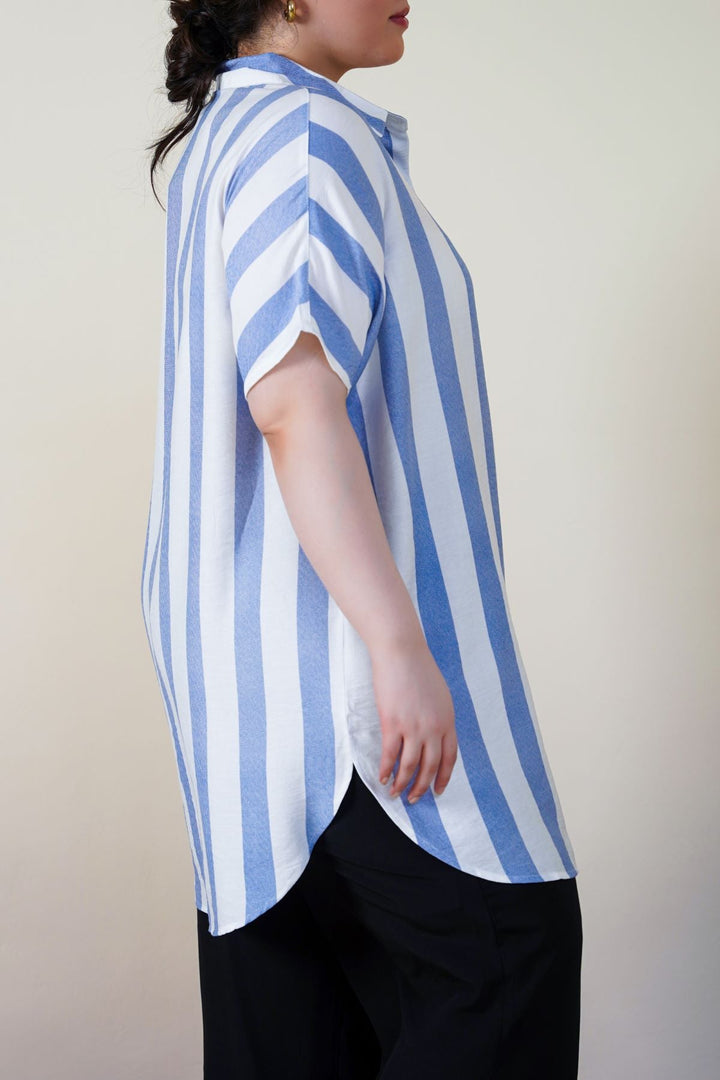 BLUE CURVE STRIPED HOLIDAY TUNIC