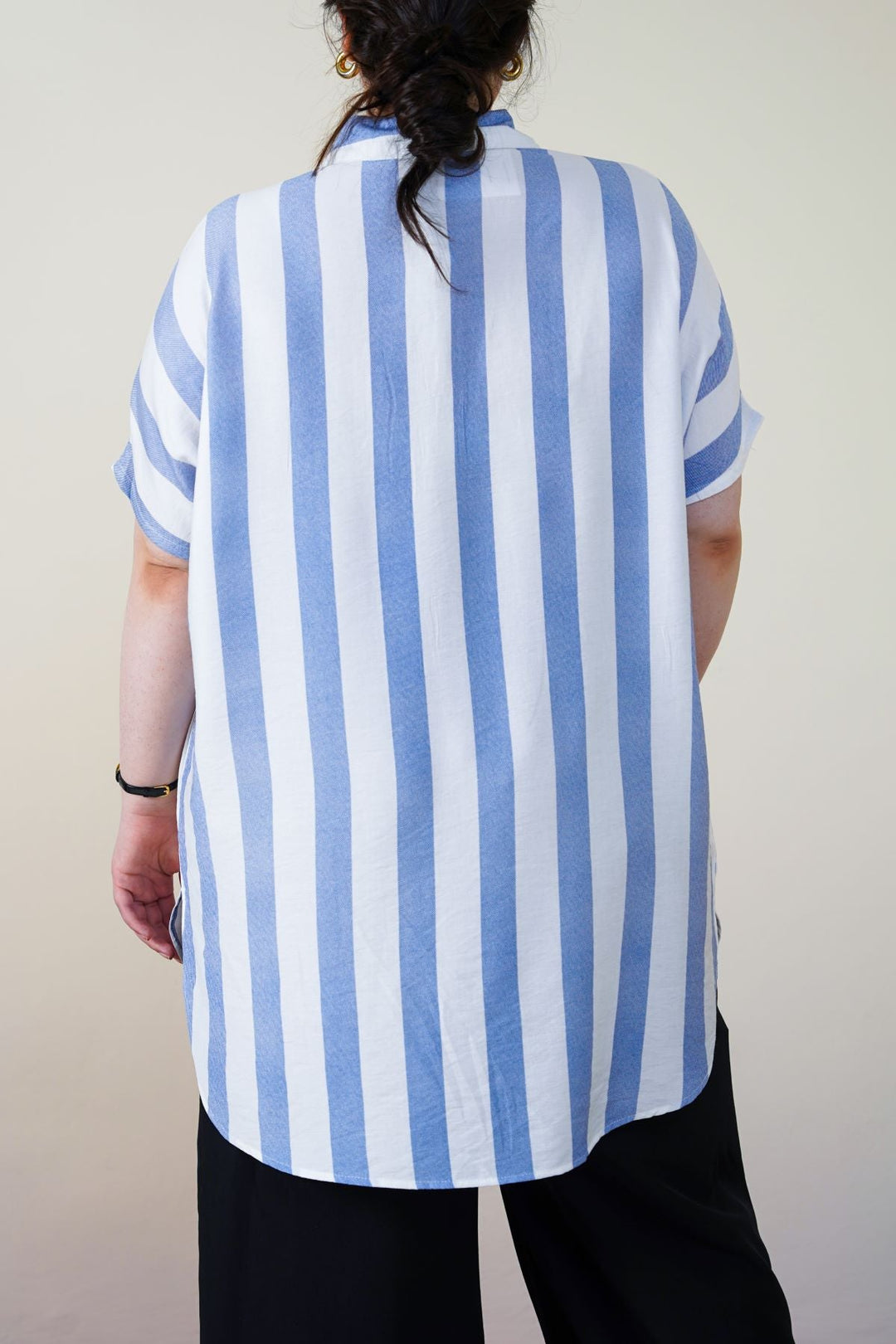 BLUE CURVE STRIPED HOLIDAY TUNIC