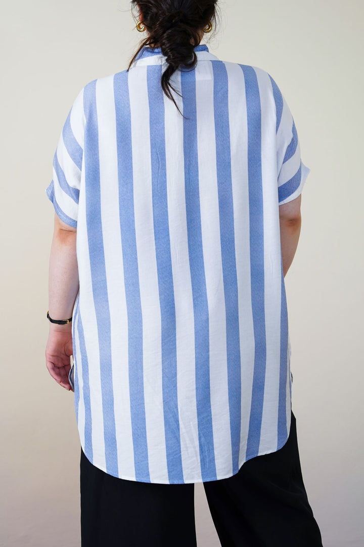 BLUE CURVE STRIPED HOLIDAY TUNIC