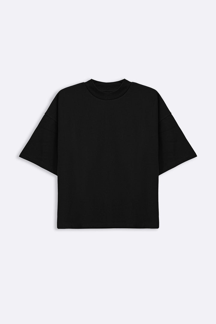 BLACK HIGH CREW TEE