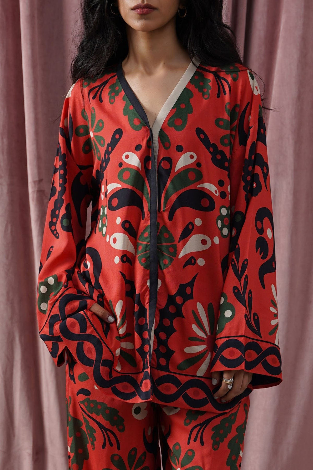 RED CRIMSON PRINTED BLOUSE