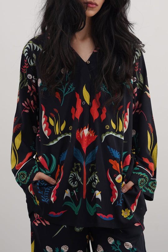 BLACK MAORI FOREST SHIRT