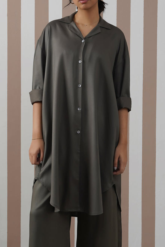 OLIVE TWILL BASIC TUNIC