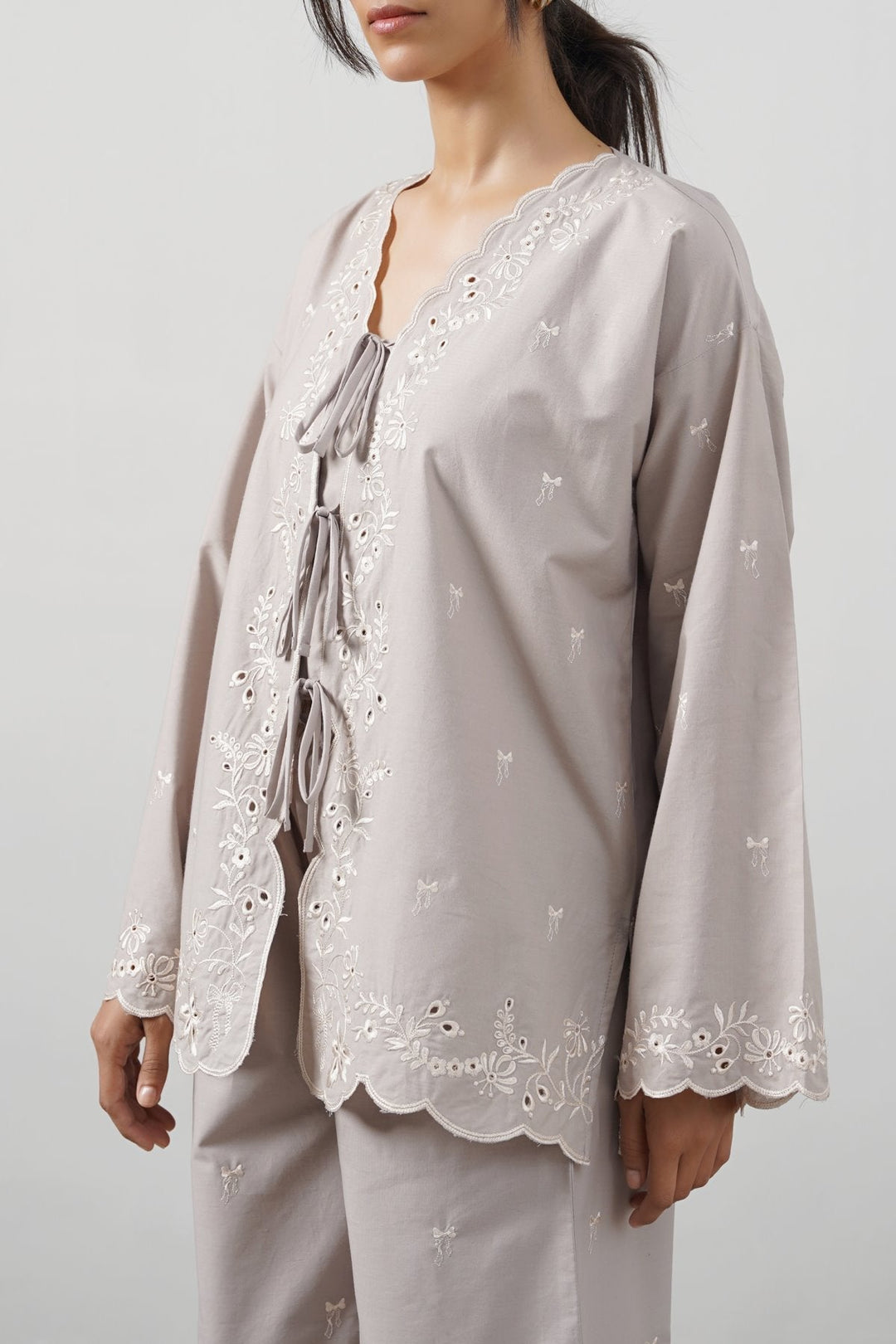 GREY PARADISE EMBROIDERED SHIRT