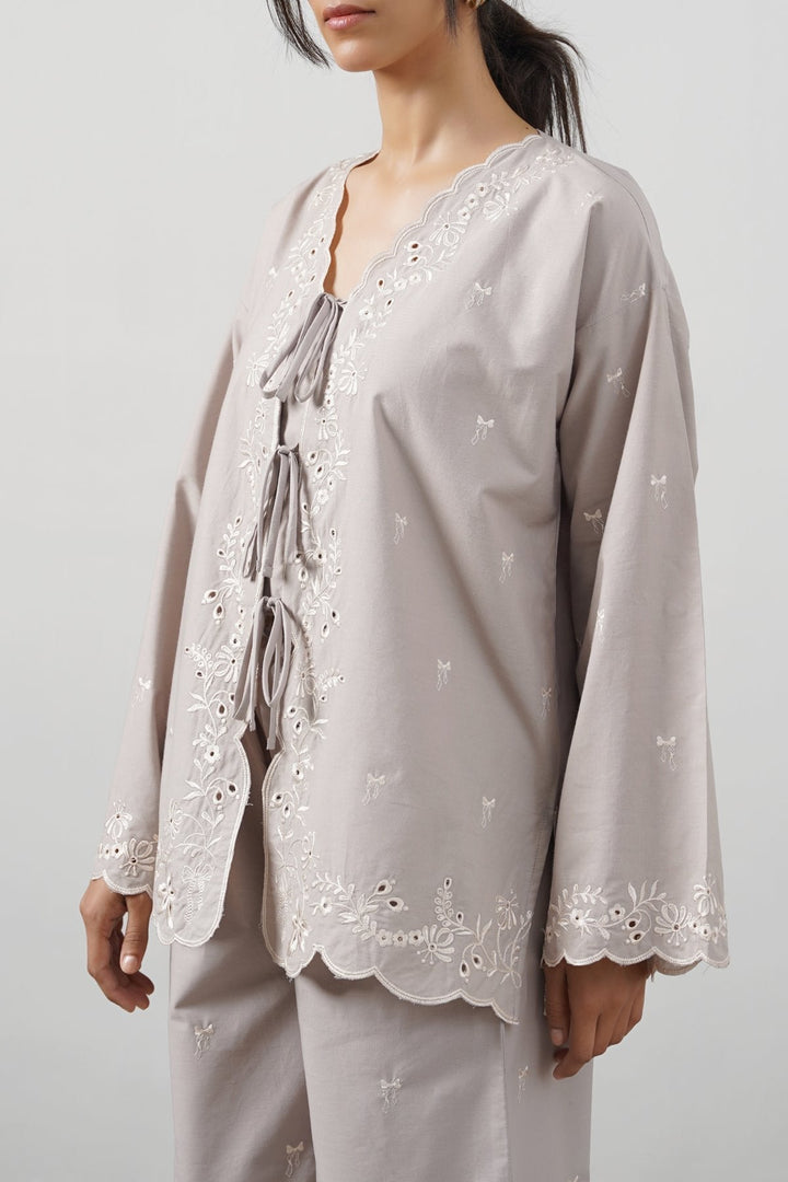 GREY PARADISE EMBROIDERED SHIRT