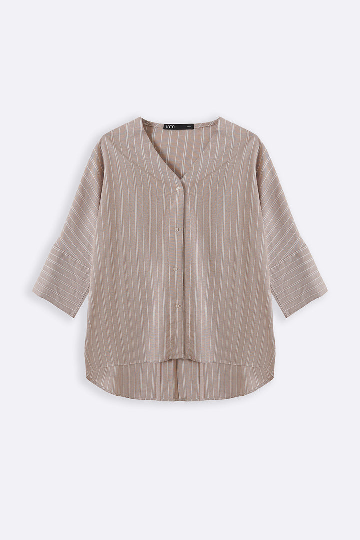 BEIGE LINEN BATWING SHIRT