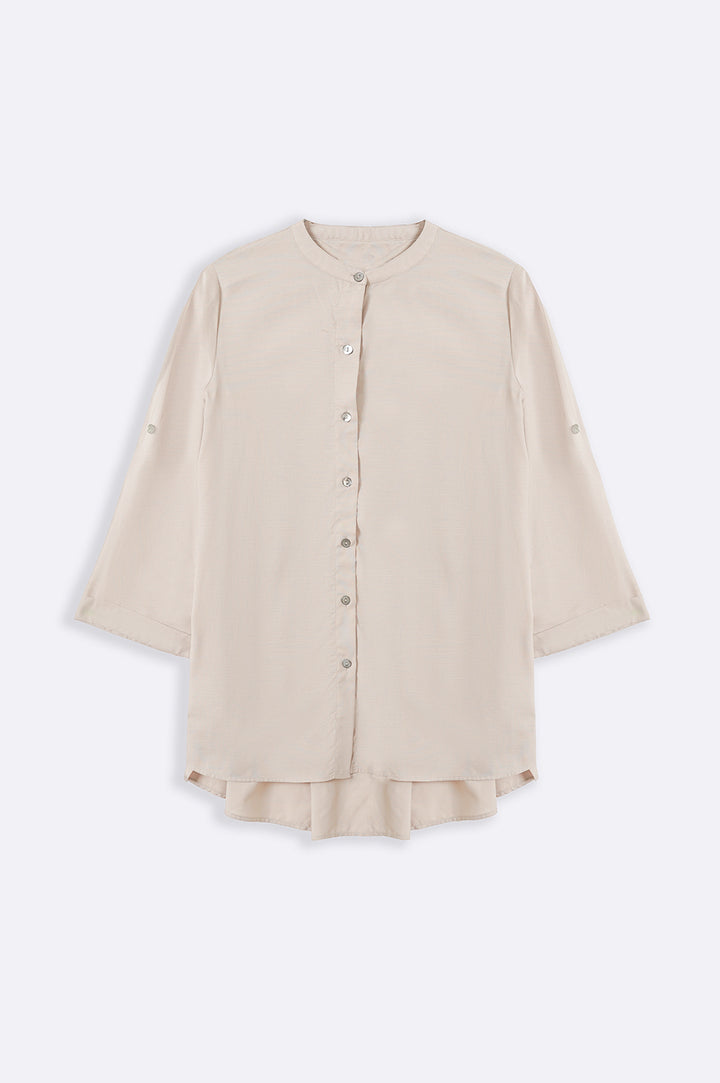 BEIGE COTTON FLARE TUNIC