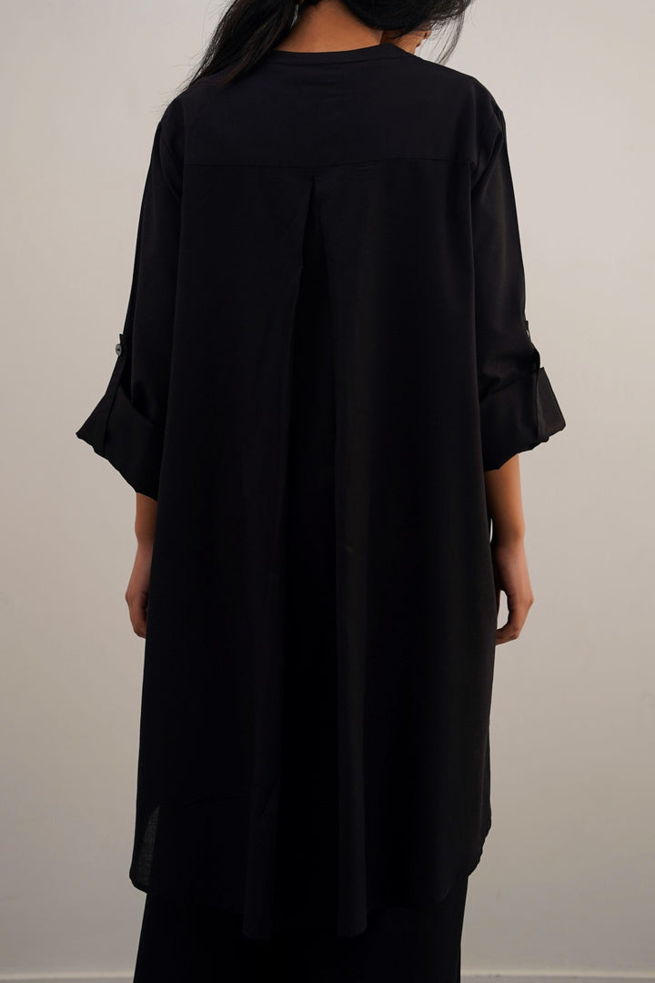 BLACK COTTON FLARE TUNIC