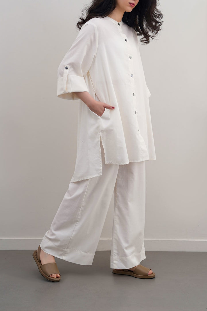 WHITE COTTON FLARE TUNIC