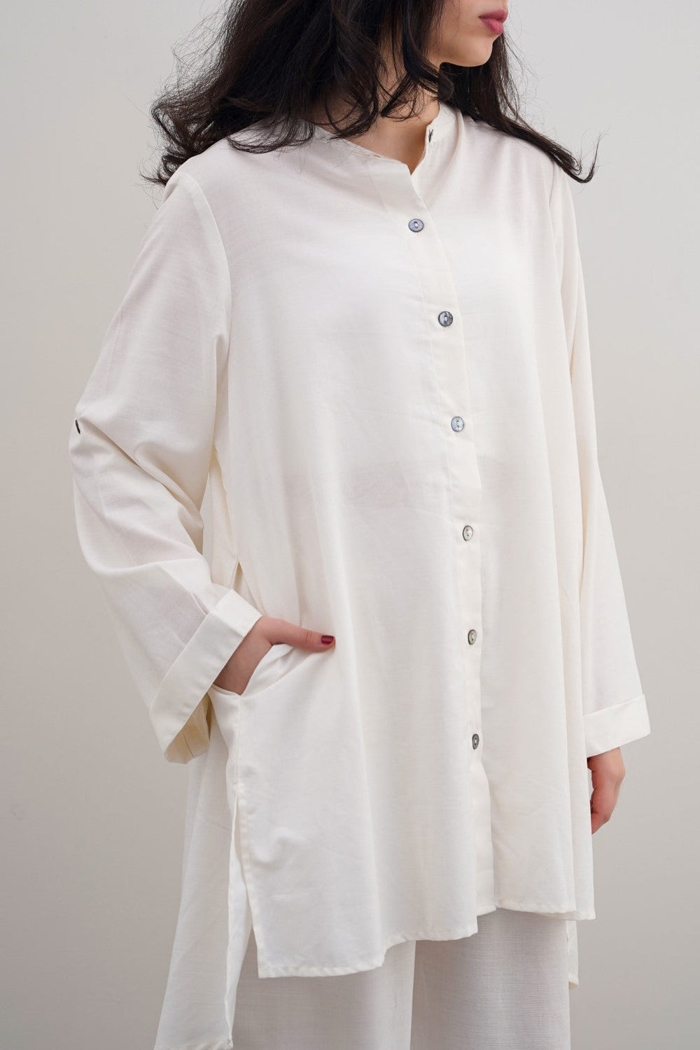 WHITE COTTON FLARE TUNIC