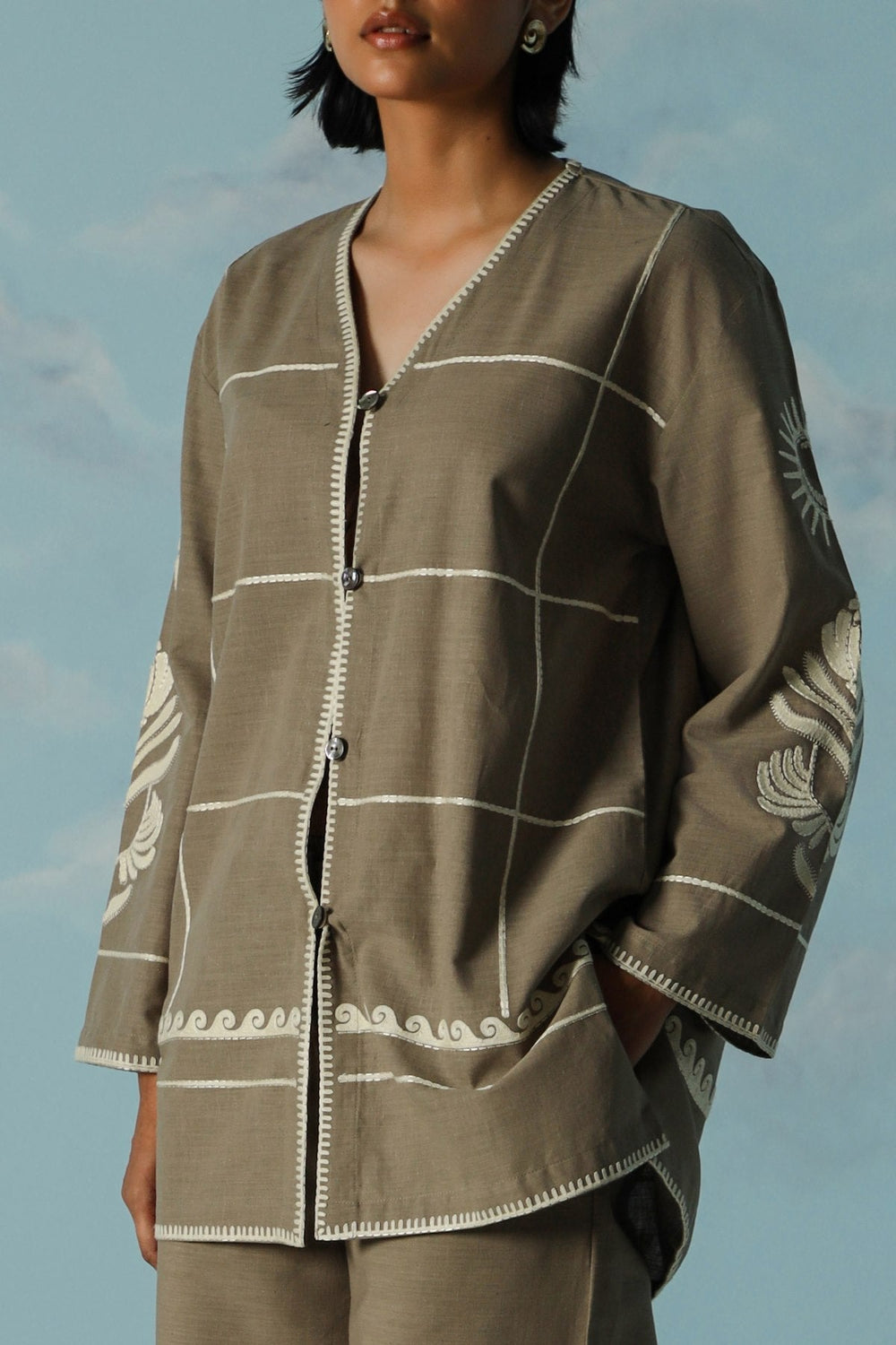 BEIGE DESERT NOON EMBROIDERED SHIRT