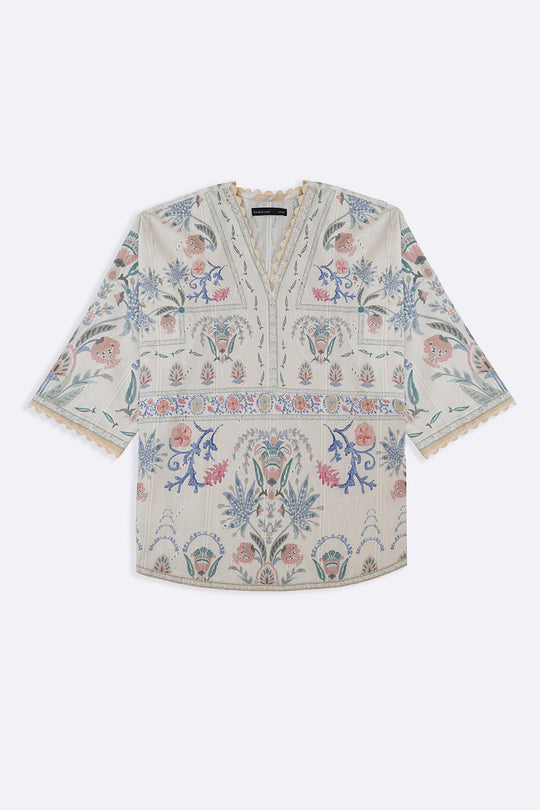 CREAM SUGARLOOP EMBROIDERED TUNIC