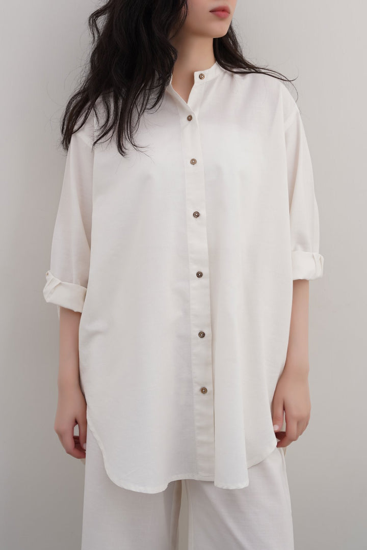 WHITE ESSENTIAL COTTON SHIRT