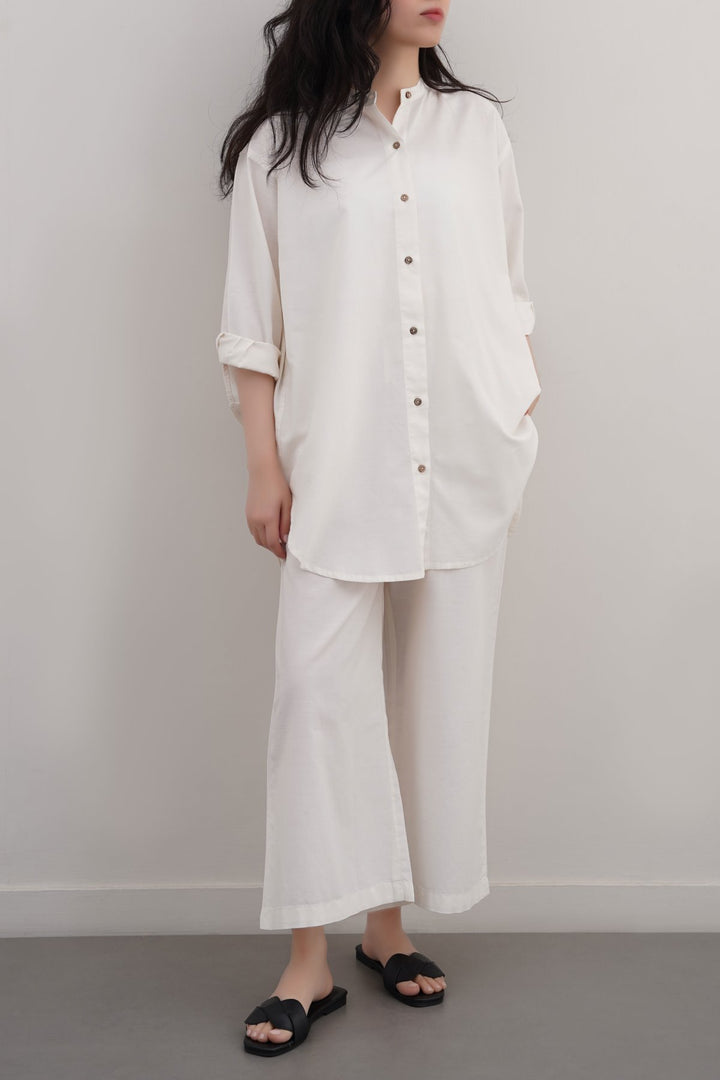 WHITE ESSENTIAL COTTON SHIRT