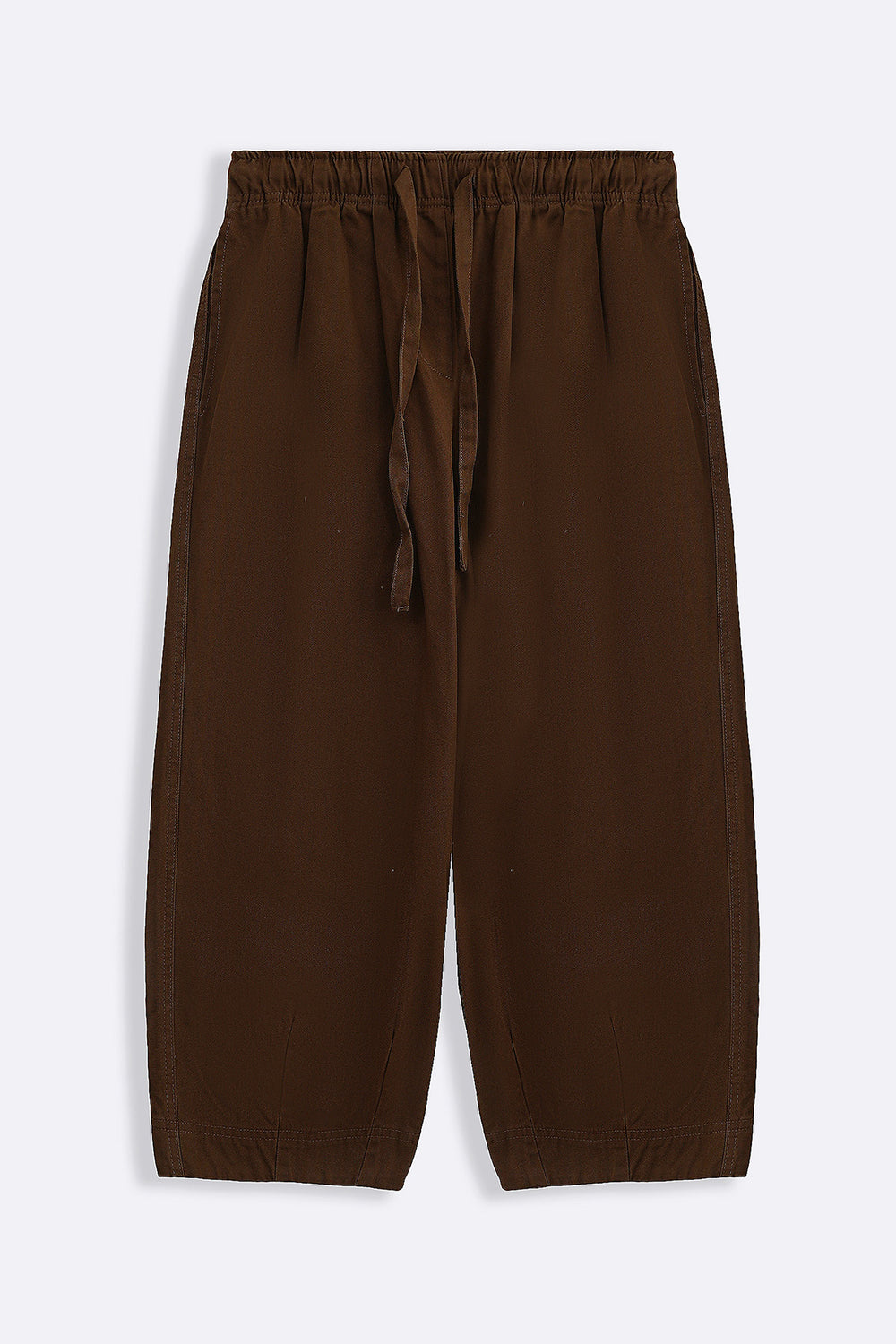 BROWN COTTON HERRINGBONE PANTS