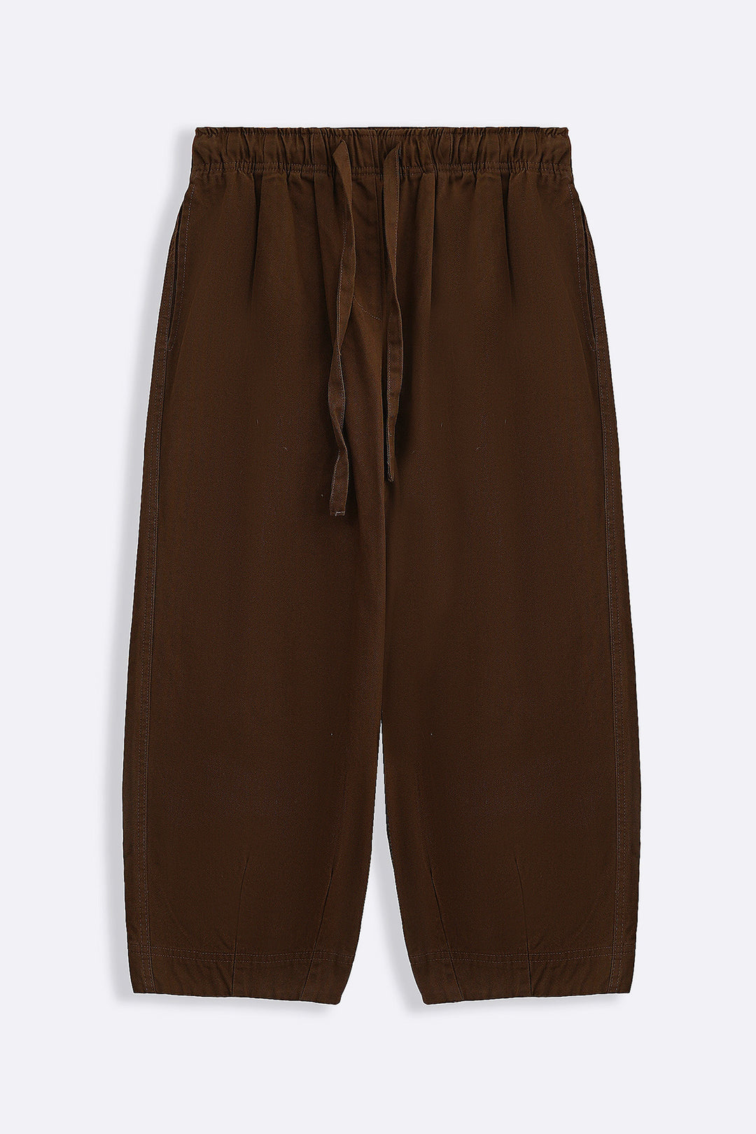 BROWN COTTON HERRINGBONE PANTS