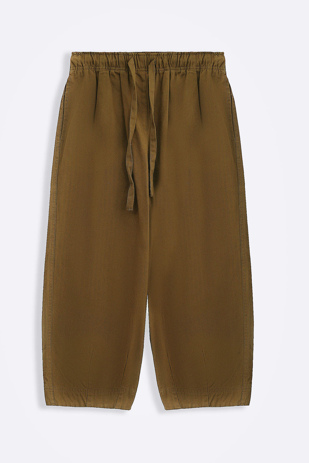 TAUPE COTTON HERRINGBONE PANTS