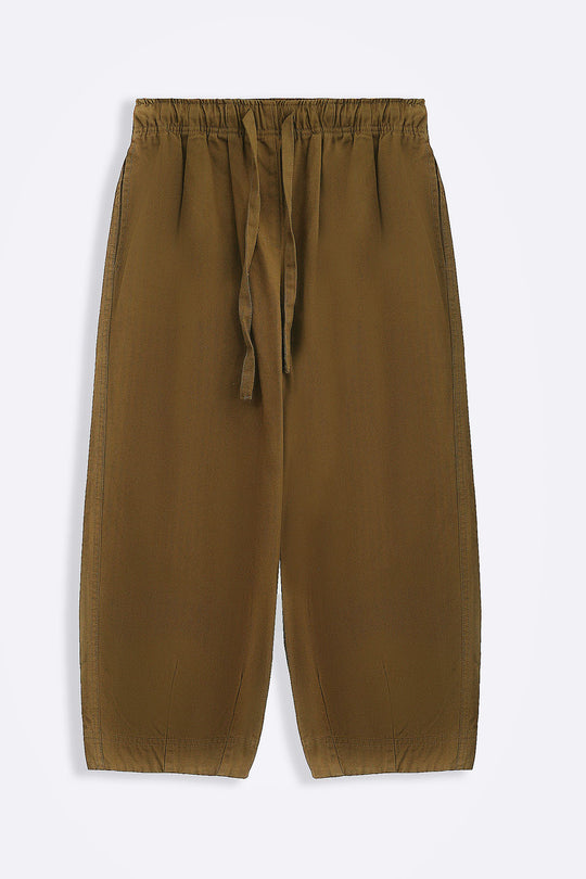 TAUPE COTTON HERRINGBONE PANTS