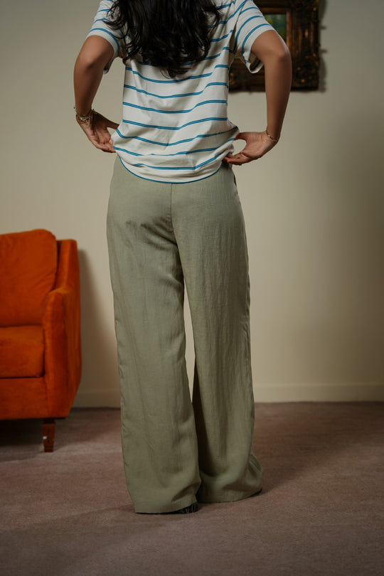 BEIGE TAILORED FLAT FRONT PANTS