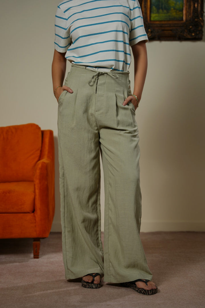 BEIGE TAILORED FLAT FRONT PANTS