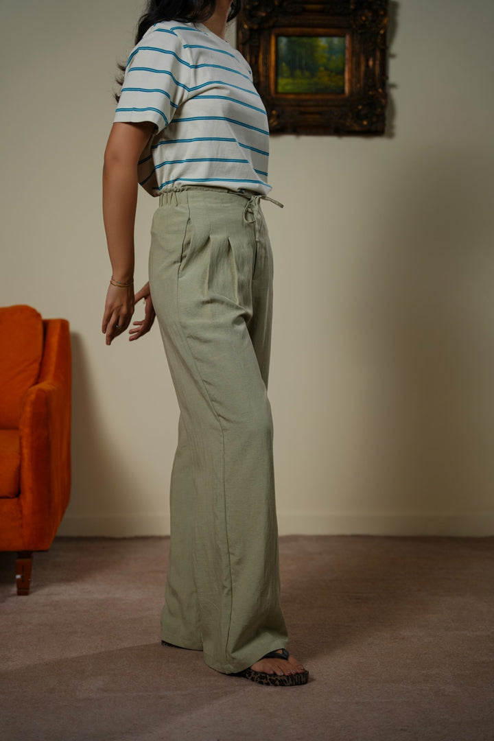 BEIGE TAILORED FLAT FRONT PANTS