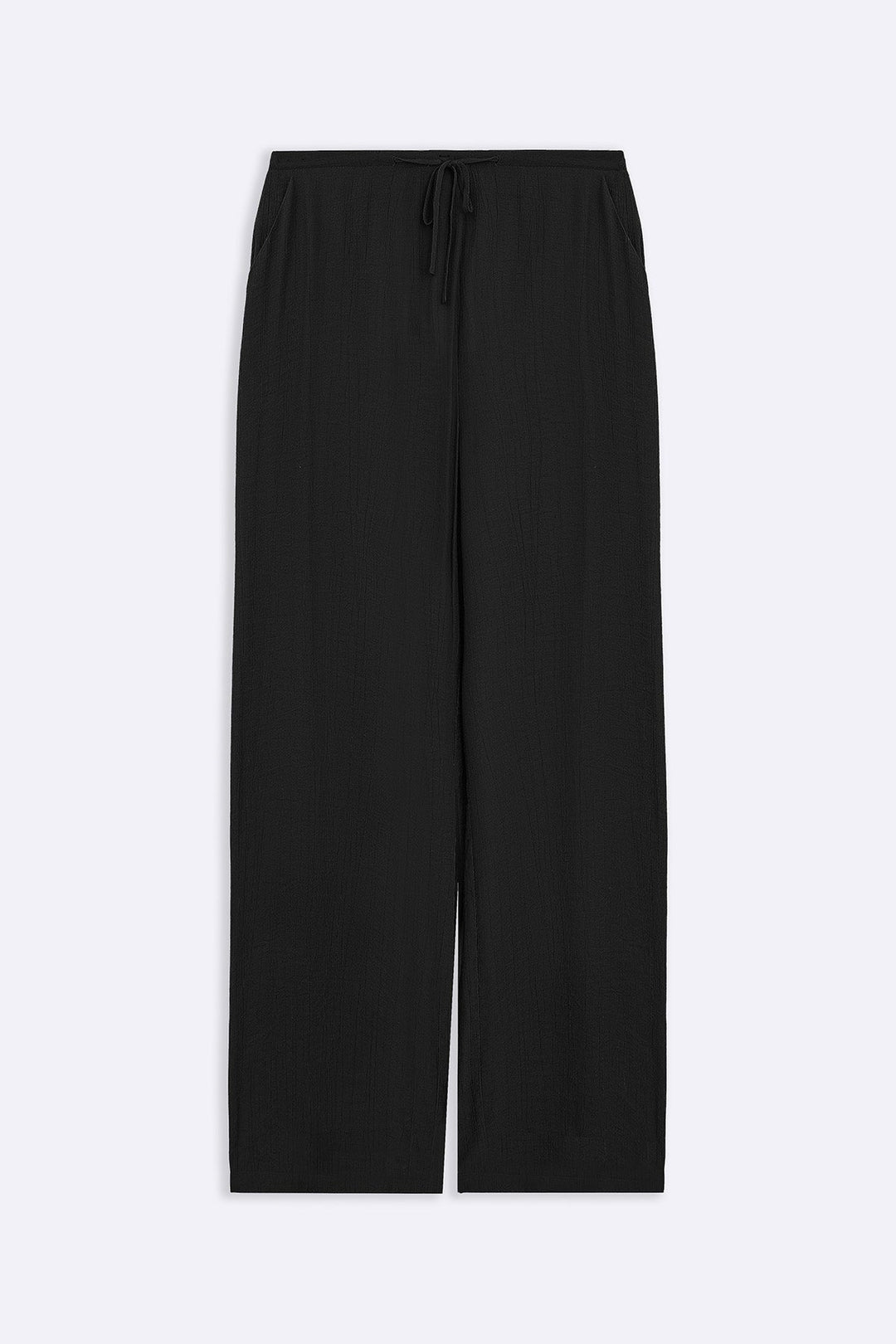 BLACK TEXTURED LONG PANTS