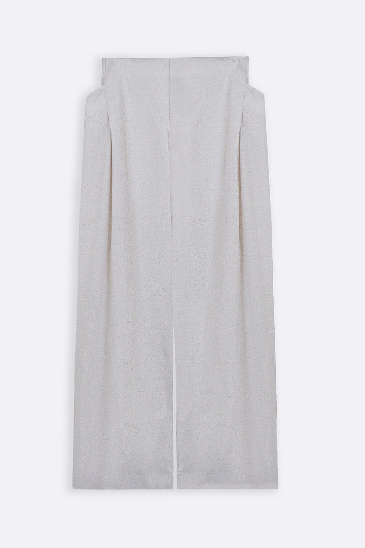 OAT WHITE PLEAT LINEN BLEND PANTS