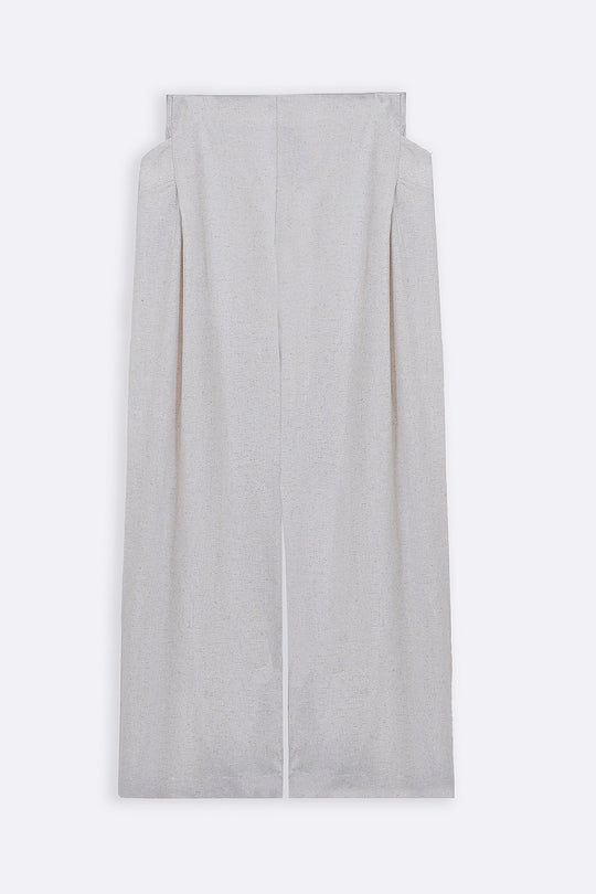 OAT WHITE PLEAT LINEN BLEND PANTS